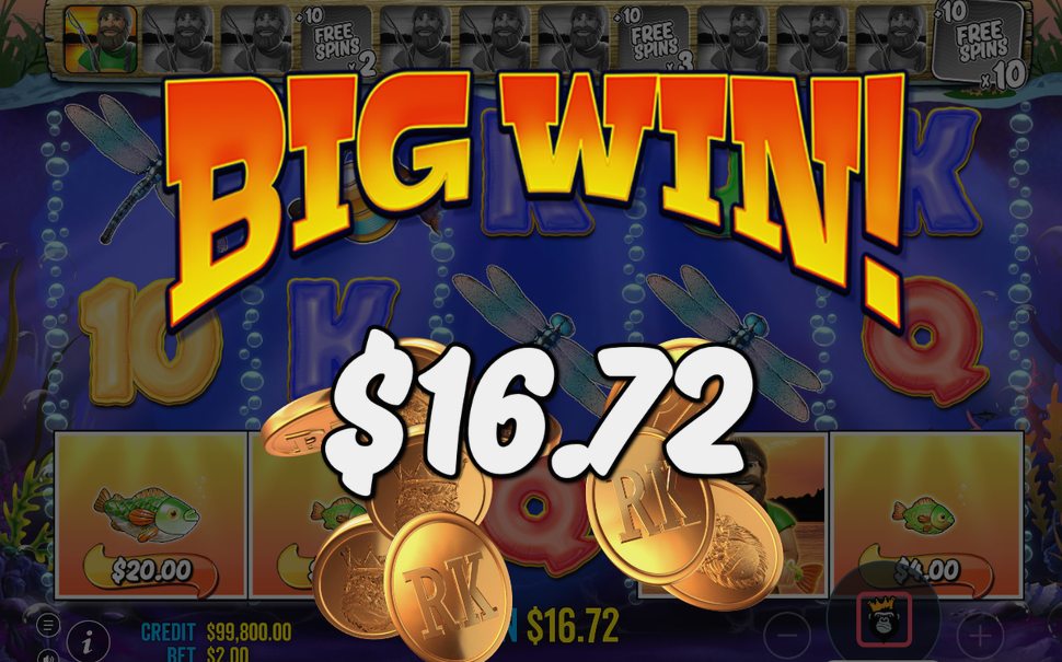 Anzeige FISH MONEY mit zwölf Feldern in den Free Spins